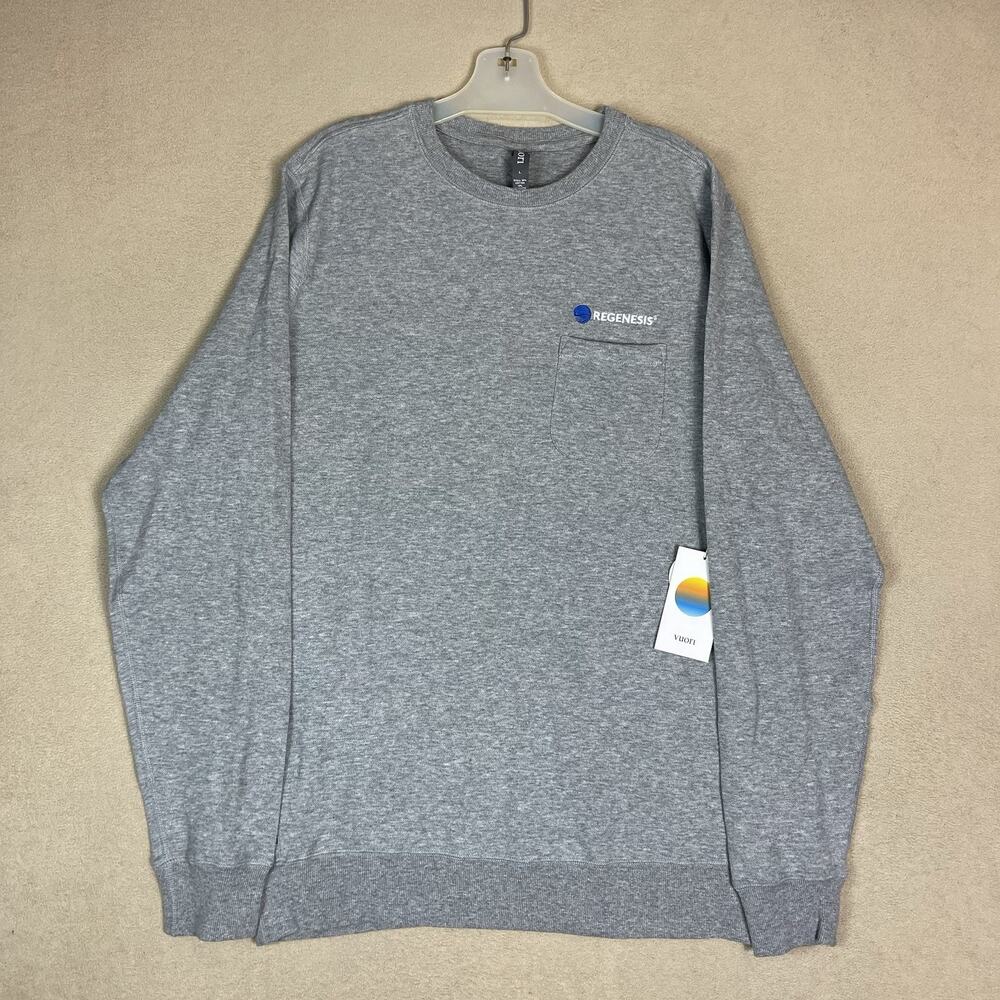 Vuori Pullover Mens L Gray Jeffreys Long Sleeve Chest Pocket Crew Neck Athletic